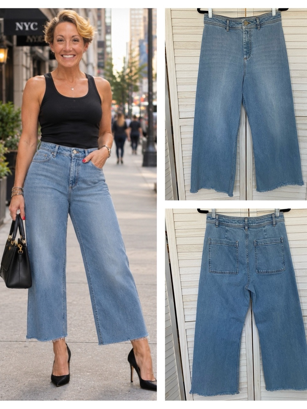 ANTONIO MELANI Light Blue Wide-Leg High Rise Jeans SZ 10